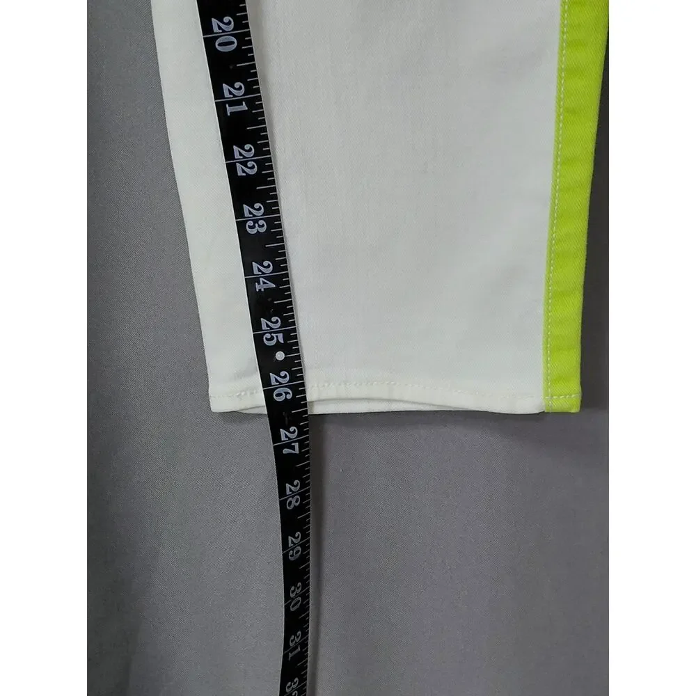 Rock & Republic Carnivale White Colorblock Straight Jeans Women Size 16